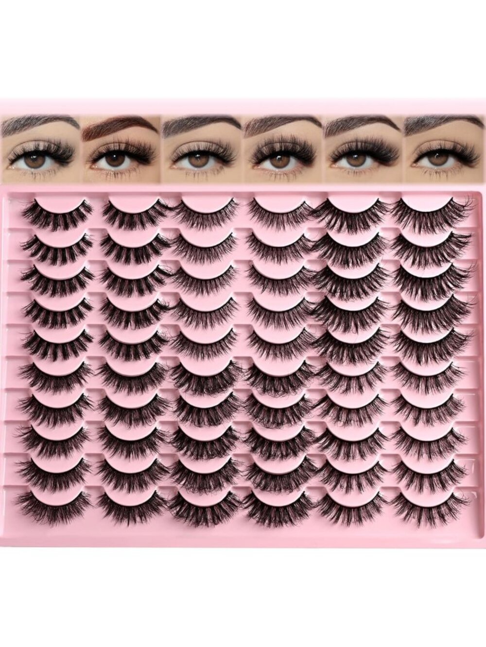 Natural Looking False Eyelashes - 30 Pairs Wispy Cat Eye Strip Lashes for Daily